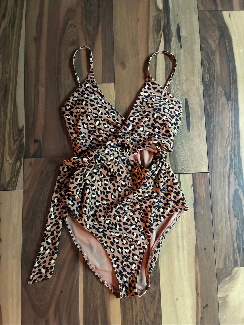 aerie Leopard Print One-Piece Swimsuit - Tan/Black